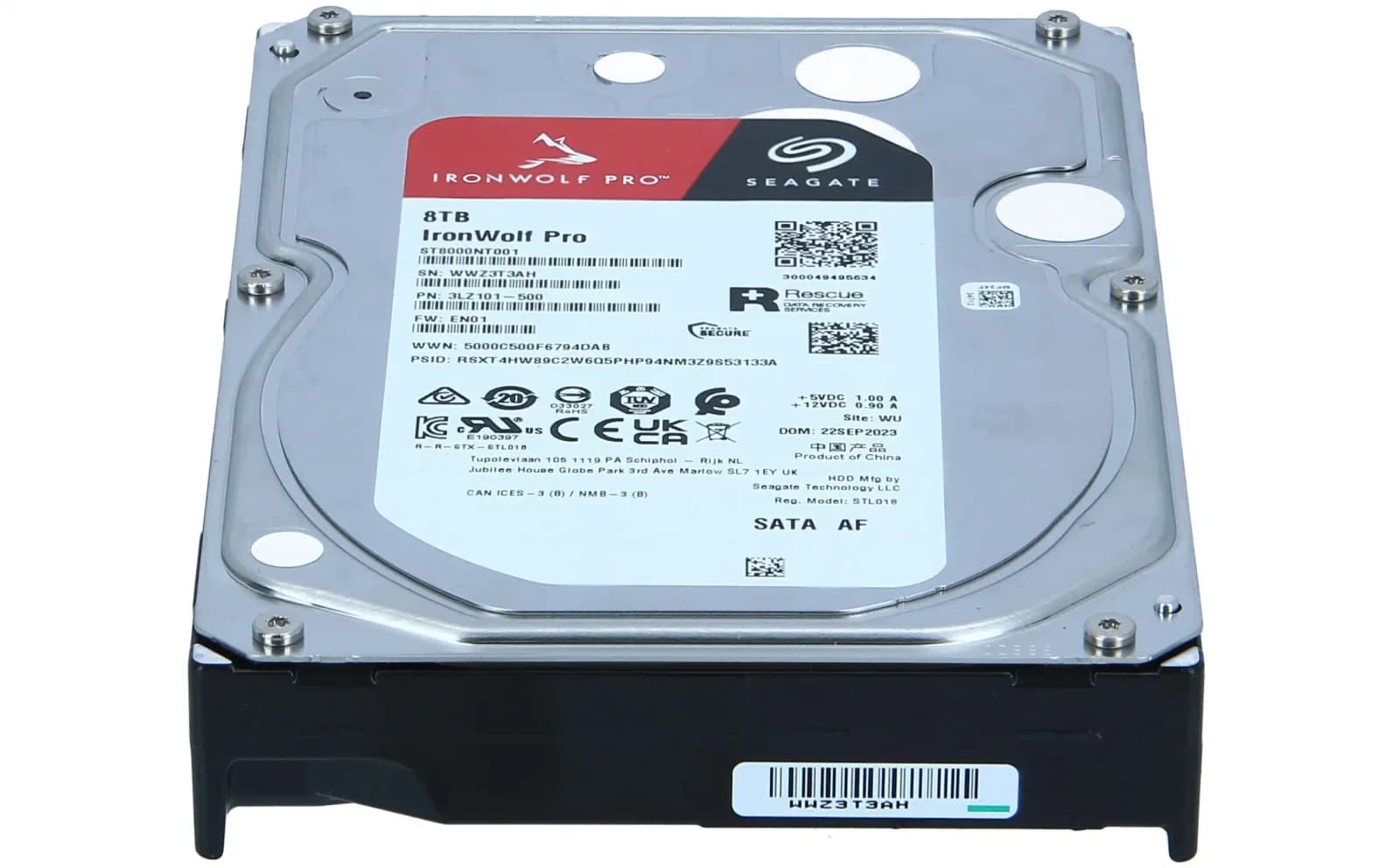 Seagate IronWolf Pro, Hard drive, 8 TB, internal, 3.5", SATA 6Gb/s, 7200 rpm, buffer: 256 MB (ST8000NT001)