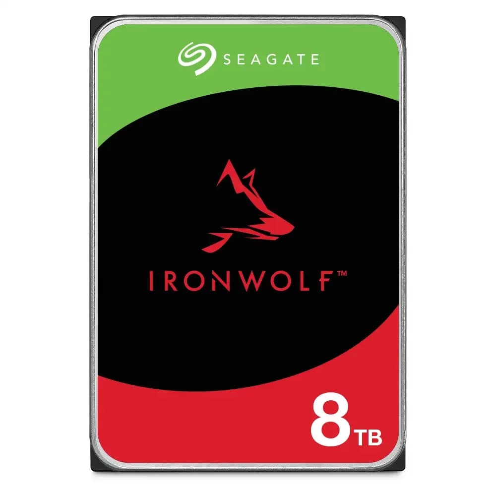Seagate IronWolf, Hard drive, 8 TB, internal, 3.5", SATA 6Gb/s, 5400 rpm, buffer: 256 MB (ST8000VN002)
