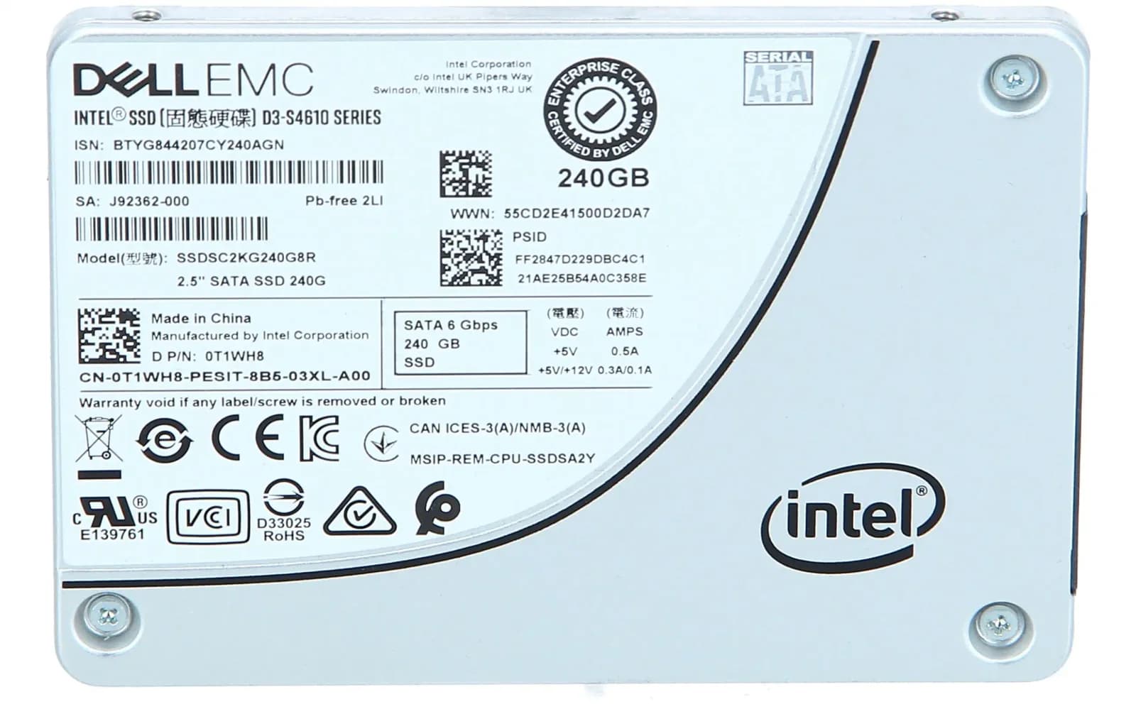 Dell T1WH8, 240 GB 2,5" SATA 240 GB, Solid State Disk (T1WH8)