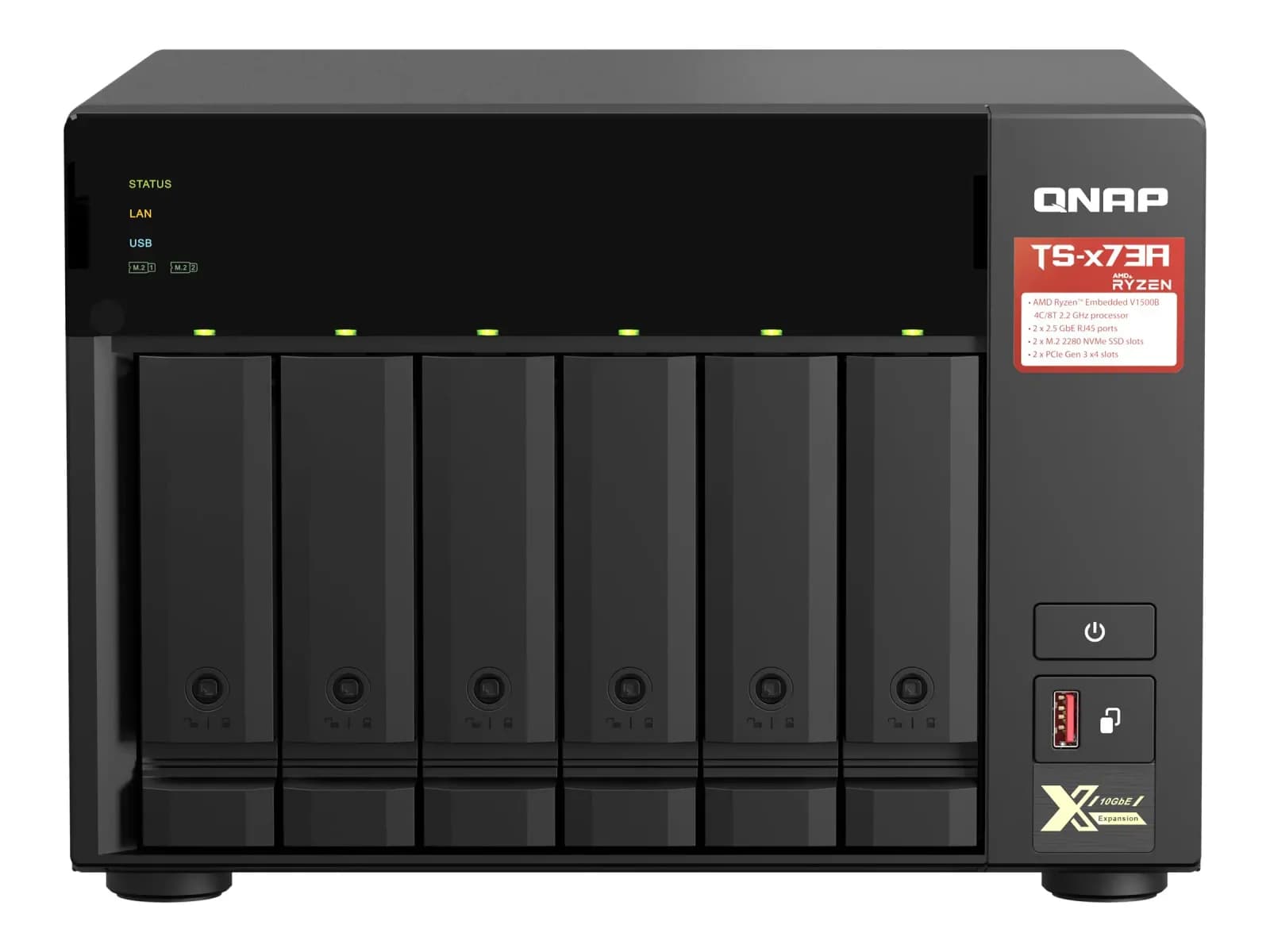 QNAP NAS server, 6 bays, SATA 6Gb/s, RAM 8 GB, Gigabit Ethernet / 2.5 Gigabit Ethernet (TS-673A-8G)