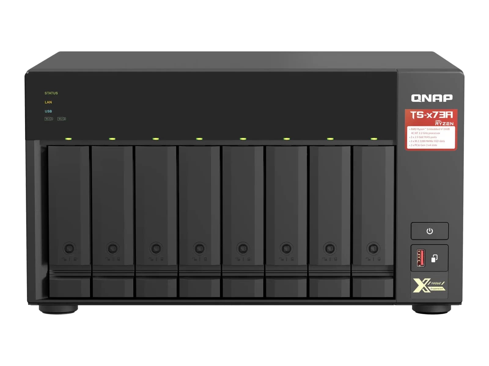 QNAP NAS server, 8 bays, SATA 6Gb/s, RAM 8 GB, Gigabit Ethernet / 2.5 Gigabit Ethernet (TS-873A-8G)