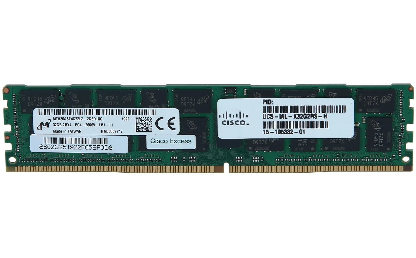 Cisco 32GB (1*32GB) 2RX4 PC4-21300V-L DDR4-2666MHZ LRDIMM (UCS-ML-X32G2RS-H)