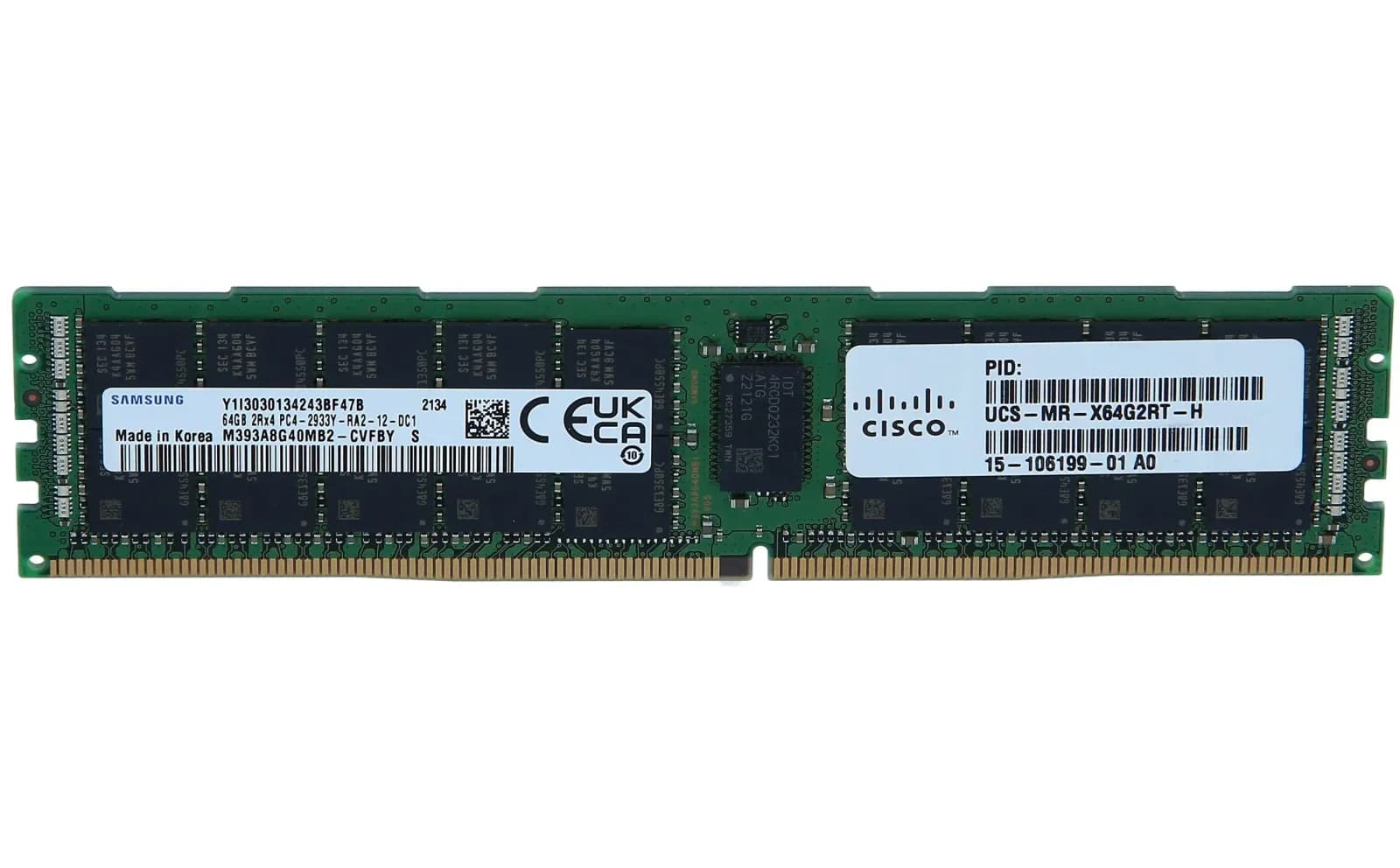 Samsung 64GB (1X64GB) 2RX4 PC4-23400Y-R DDR4-2933MHZ MEMORY KIT (UCS-MR-X64G2RT-H)