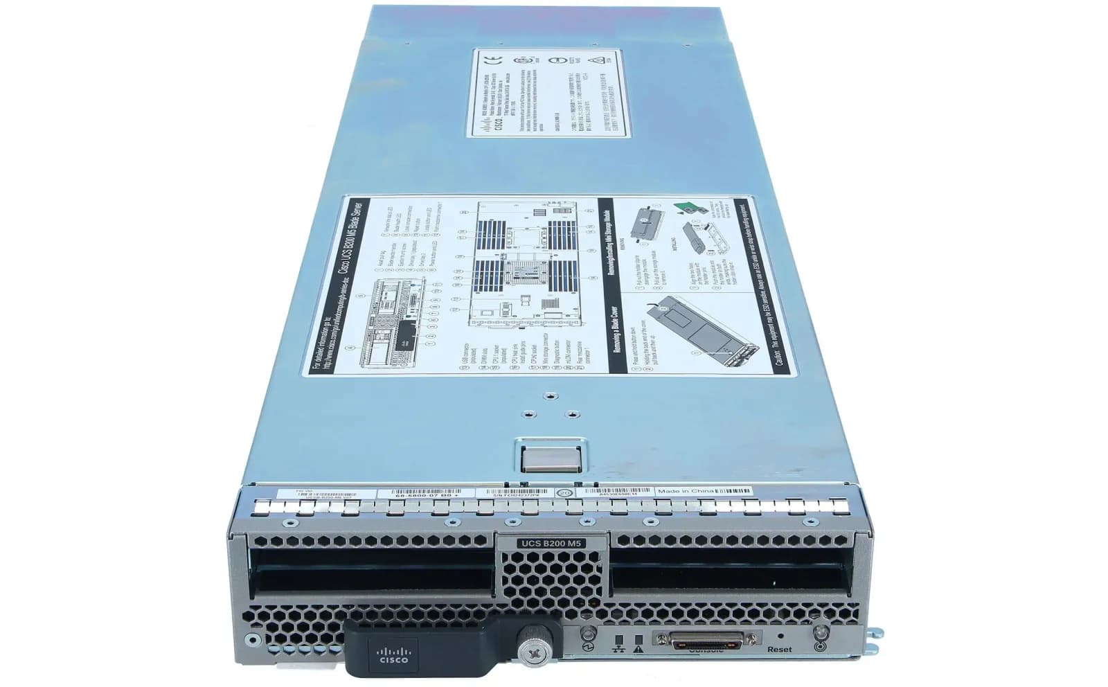 Cisco UCS B200 M5 Blade Сервер, Сервер, 2-way, no CPU, RAM 0 GB, SATA/SAS, 2 x hot-swap 2.5" bay(s), no HDD, G200e, no OS, Монитор: none (UCSB-B200-M5)