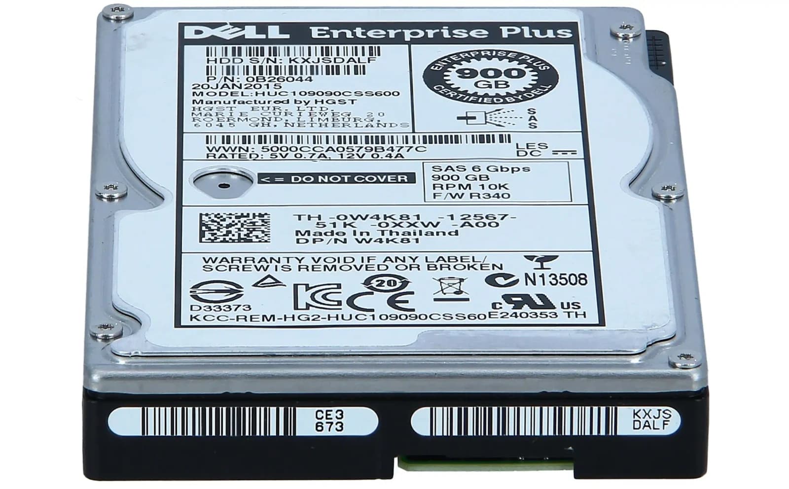 DELL EQUALLOGIC 900GB SAS 2.5IN HDD (W4K81)