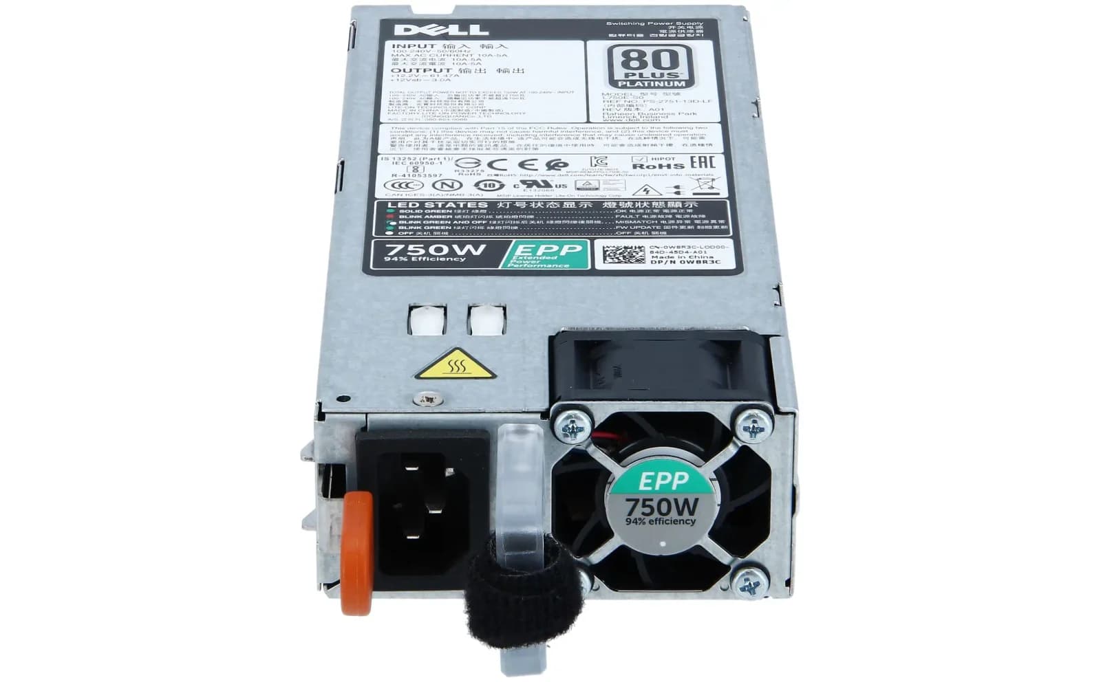 DELL 750W 80Plus Patinum AC Power Supply for Gen13/Gen14 Сервер (W8R3C)