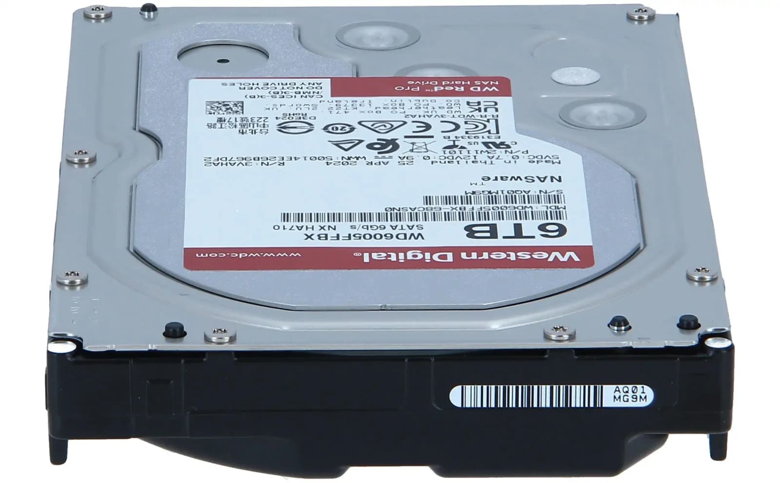Western Digital Red Pro, Hard drive, 6 TB, internal, 3.5", SATA 6Gb/s, 7200 rpm, buffer: 256 MB (WD6005FFBX)