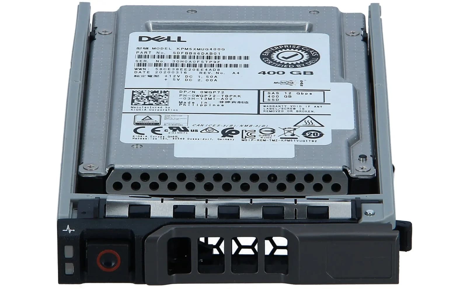 Dell 400GB SSD 12G SAS 2.5", Solid State Disk, Serial Attached SCSI (SAS) (WGP72)