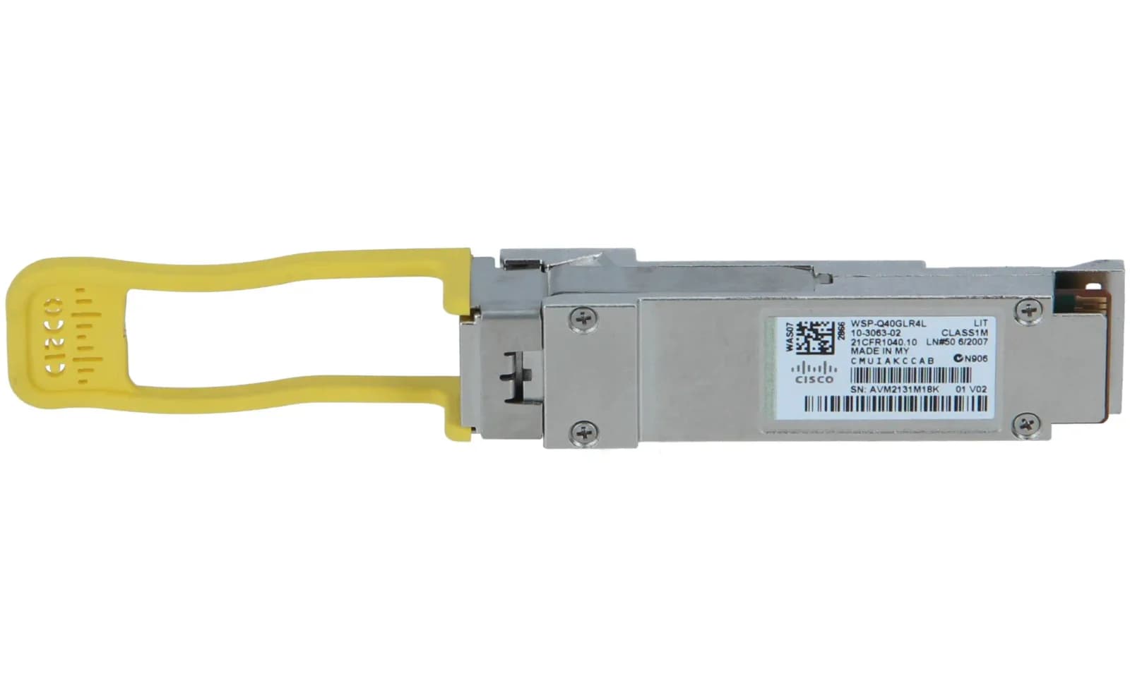 Cisco 40G Fabric Extender Transceiver, QSFP+ transceiver module, 40GbE, 40GBase-LR4, LC, single-mode, 2 km, 1310 nm (WSP-Q40GLR4L)