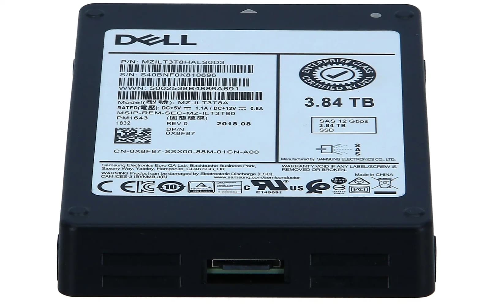 DELL SSDR 3.84TB SAS 12Gbps 2.5'' 512e RI Samsung (X8F87)