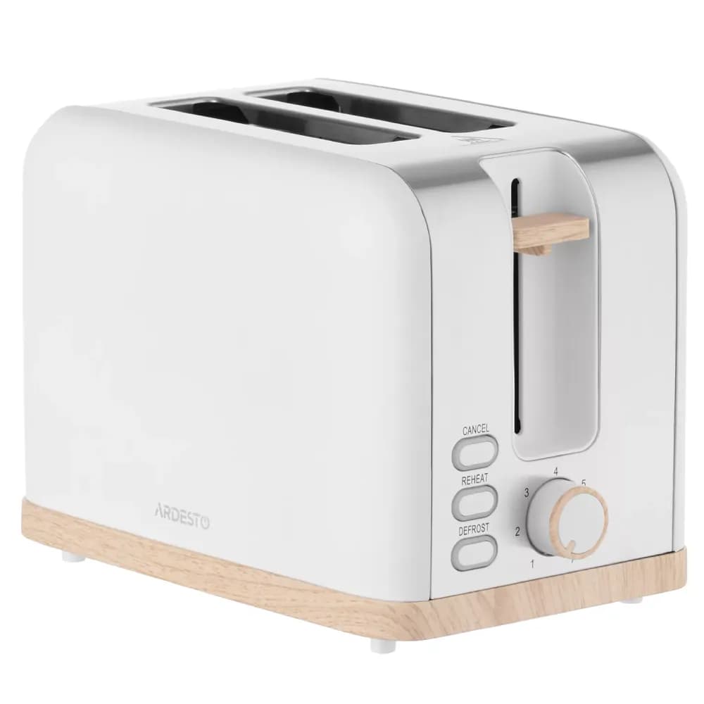 Тостер Ardesto Wood Modern, 800W, металлический, 2 слота, белый (T-F420WWD)