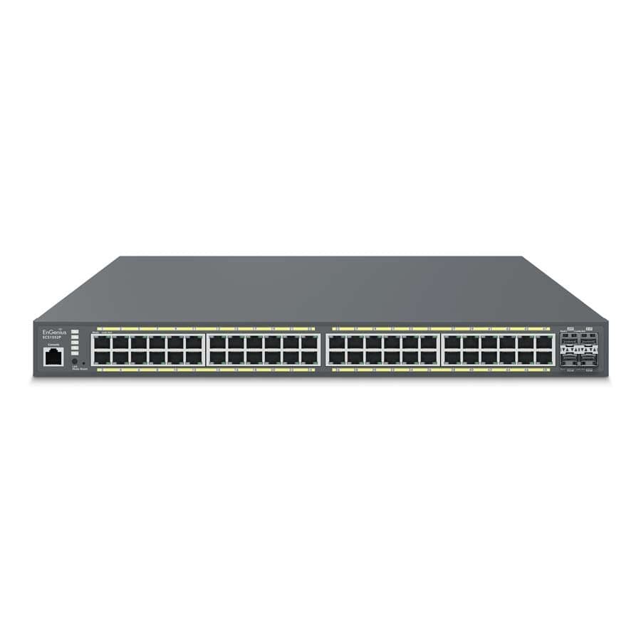 Switch EnGenius ECS1552P, 48 port GbE PoE+ 410W, 4x SFP+, с облачным управлением