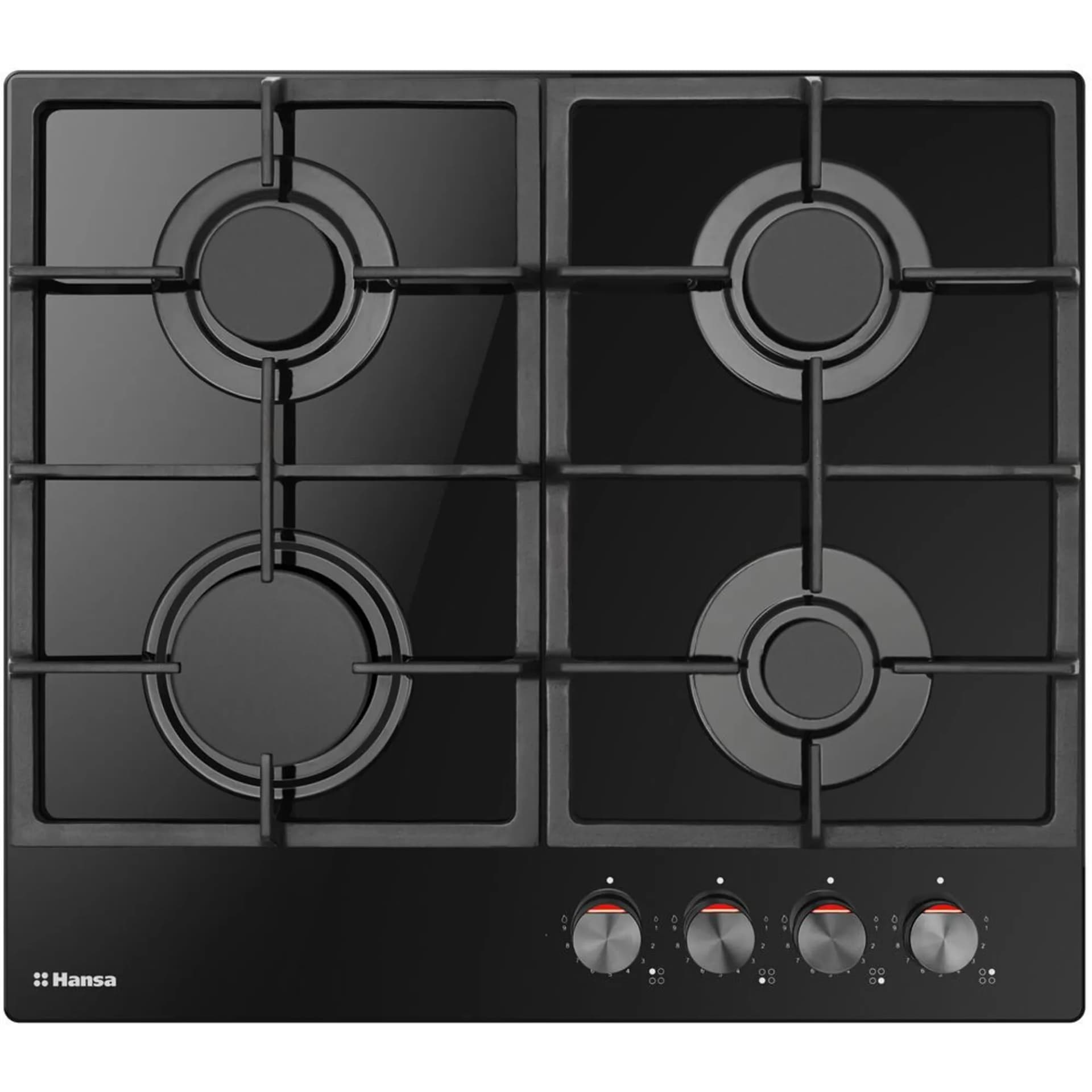 Газовая варочная панель Hansa, 59 см, чугунные решетки, черная (BHKS610505)