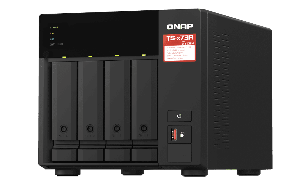 NAS-сервер QNAP TS-473A-8G, 4 bay, Ryzen V1500B, 8GB DDR4, 2x 2.5GbE, 2x M.2
