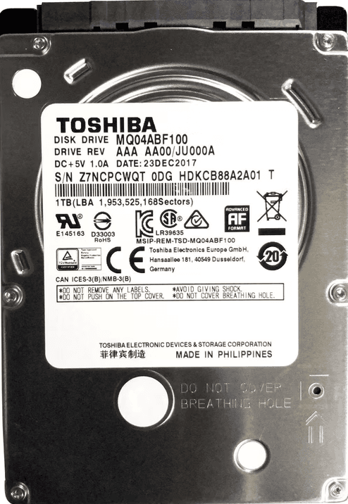 Жёсткий диск (HDD) Toshiba MQ04ABF100 1TB 2.5" 5400RPM 128MB SATA, для ноутбука