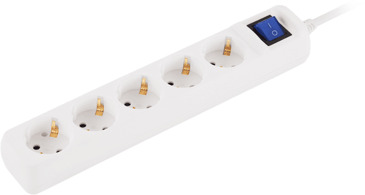 Elektrik удлинитель 2E 10 m, 5 Розетка, 3x1.5 mm², 16A, White (2E-U05ES15M10WH)