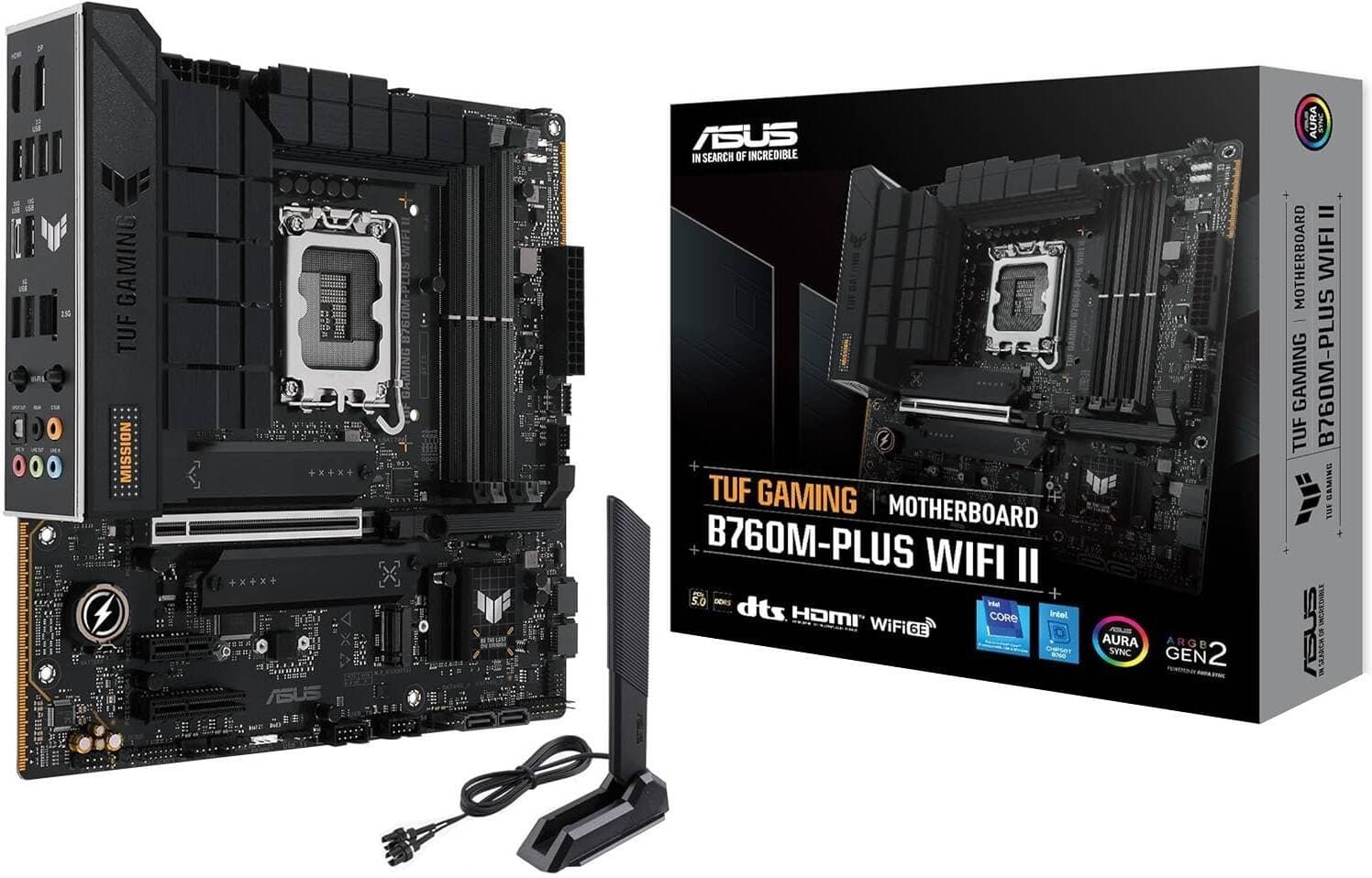 Материнская плата ASUS TUF GAMING B760M-PLUS WIFI II s1700 B760 4xDDR5 M.2 HDMI DP Wi-Fi BT mATX (90MB1HE0-M0EAY0)