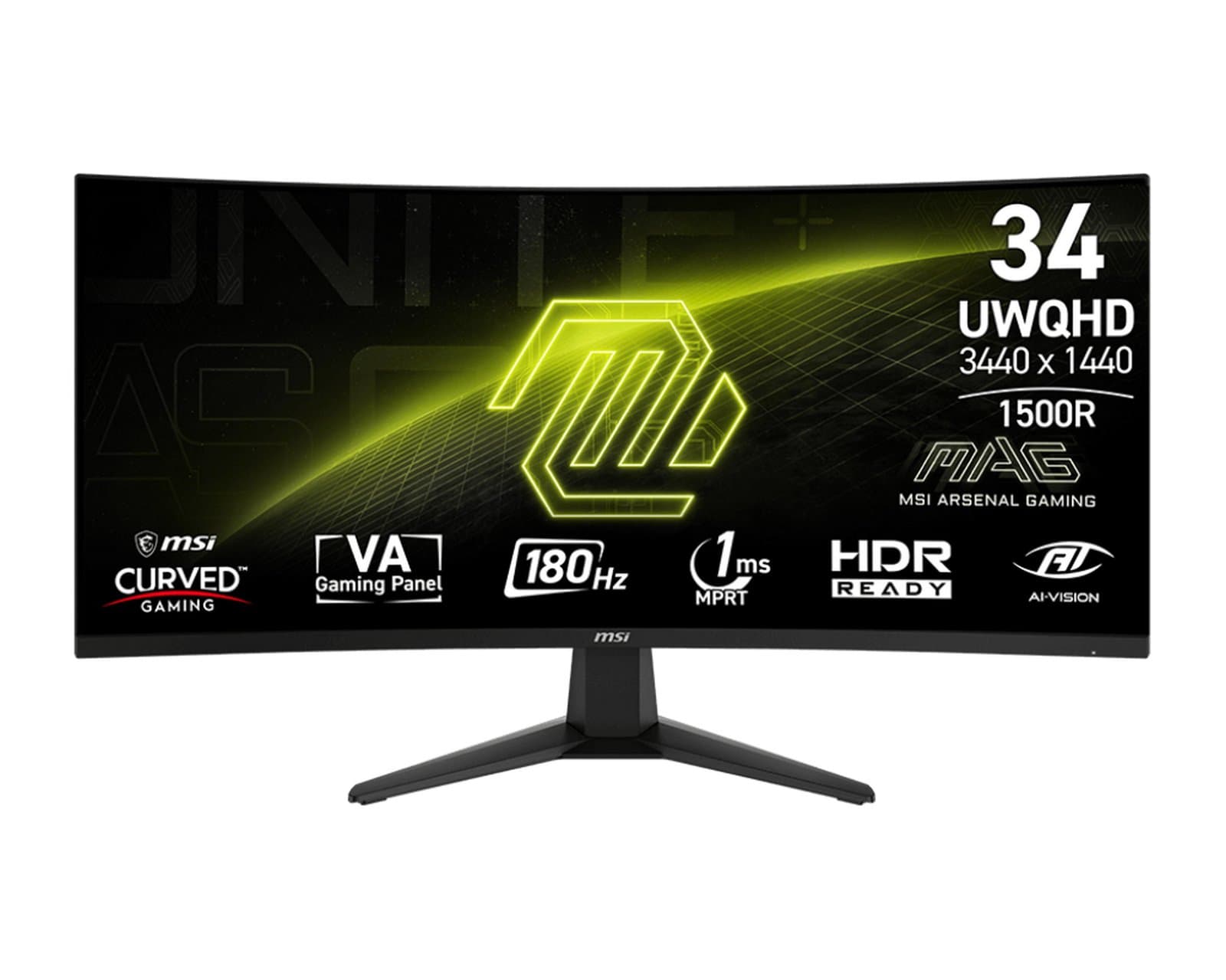 Монитор MSI MAG 346CQ 34" VA 3440x1440 180Hz 1ms, изогнутый экран (9S6-3DD71M-001)