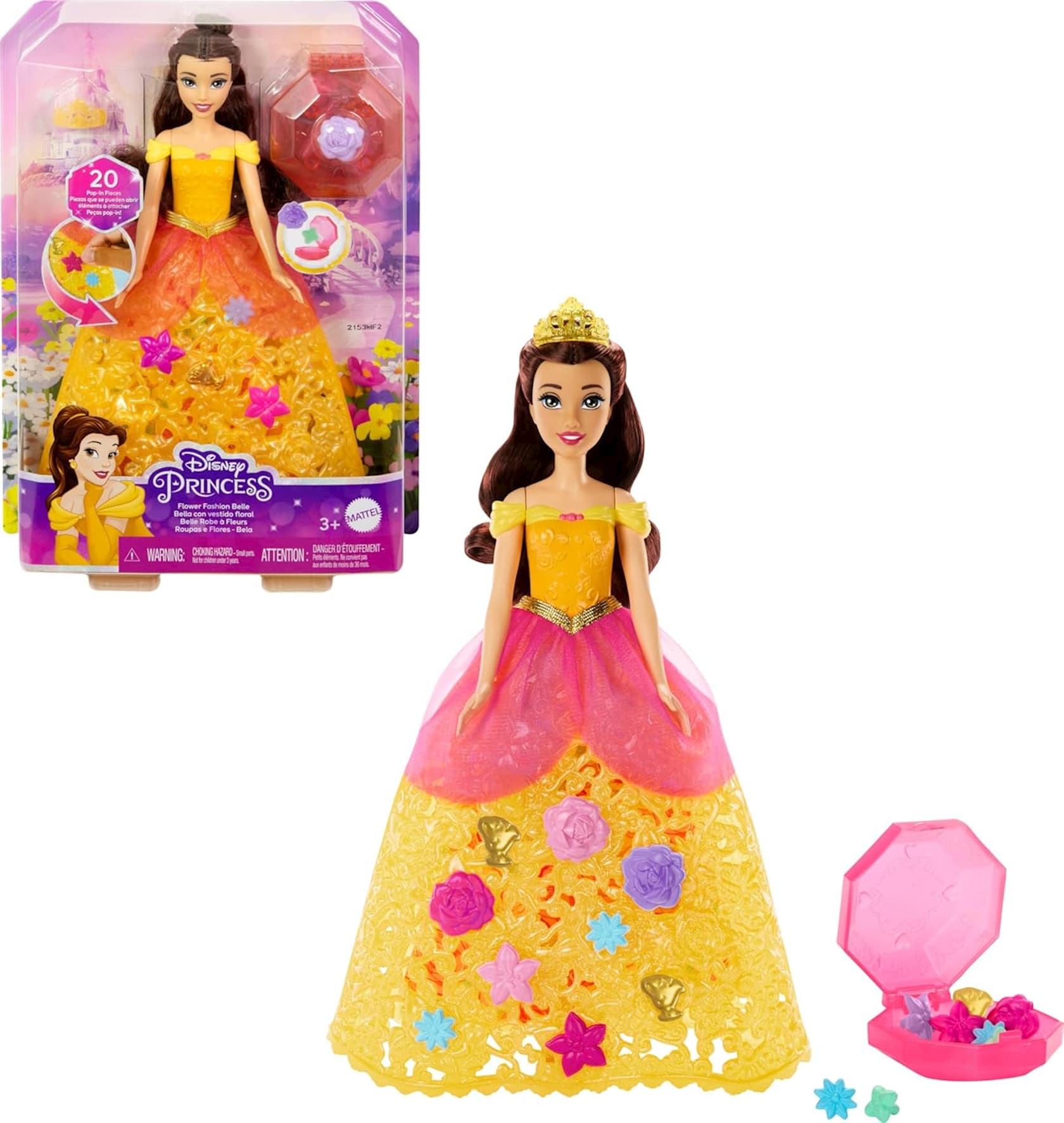 Кукла Mattel Disney Princess Fashion Flower Fashion - Belle (HWB41)