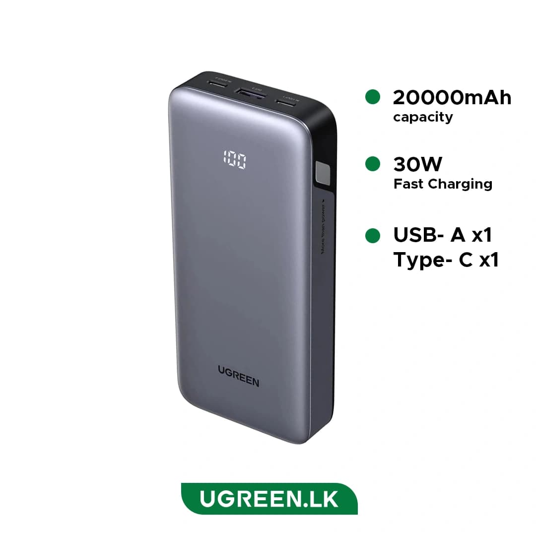 Повербанк Ugreen 20000mAh 30W 2C1A (55989B)
