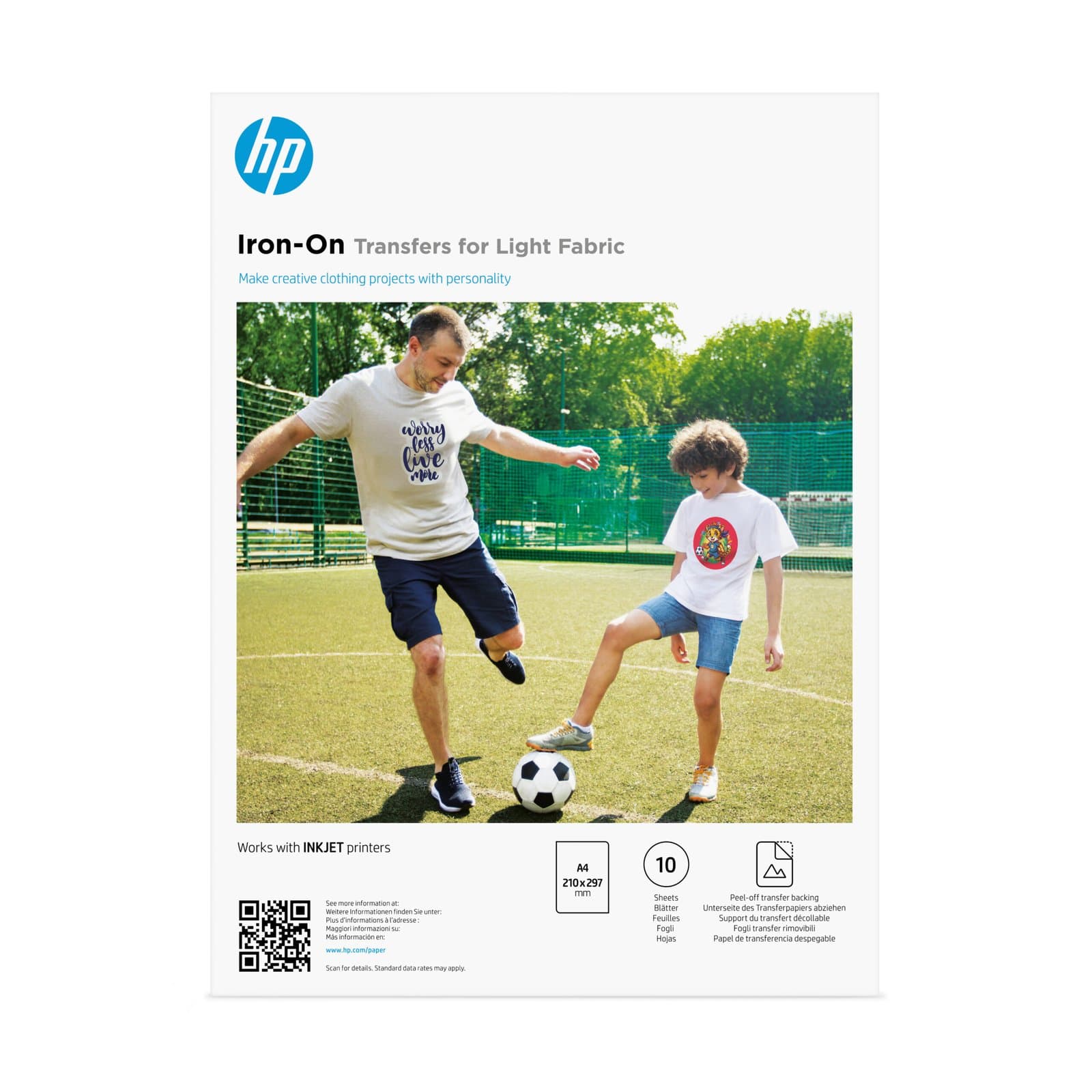 Термотрансферная бумага HP Iron-On Transfers for Light Fabric, A4 (210 x 297 mm), 10 sheets (AA7N8A)