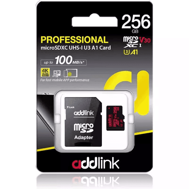 Карта памяти Addlink microSD 256GB, UHS-I V30 U3 A2 (ad256GBMSXU32A)