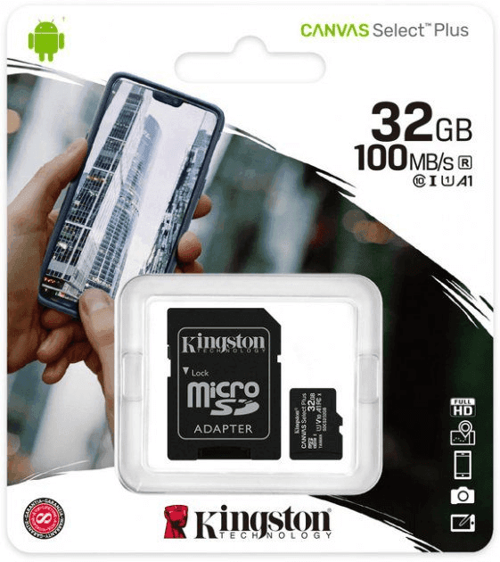 Карта памяти Kingston Canvas Select Plus microSD 32GB, Black (SDCS2/32GB)