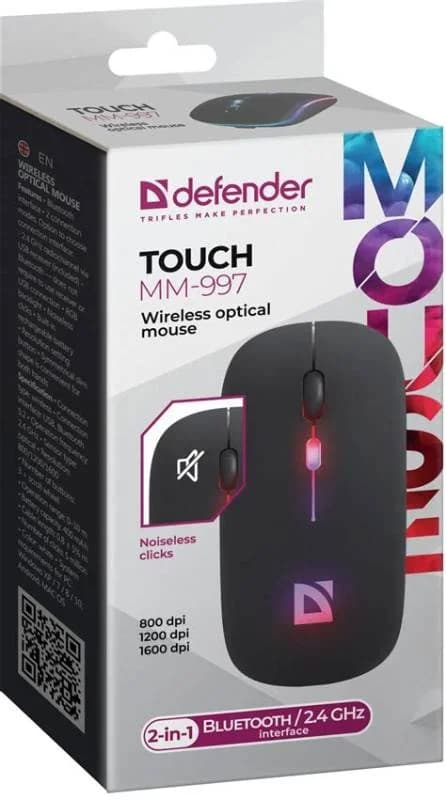 Mouse Touch MM-997, simsiz 2.4G + BT, RGB, səssiz (52997)
