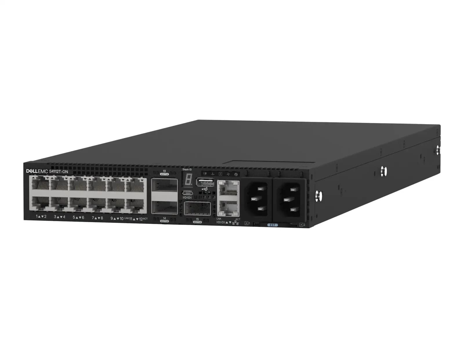 DELL EMC Networking S4112T, Switch, L3 Managed, 12 x 10GBase-T + 3 x 100 Gigabit QSFP28, front to back airflow, rack-mountable (210-AOYW)