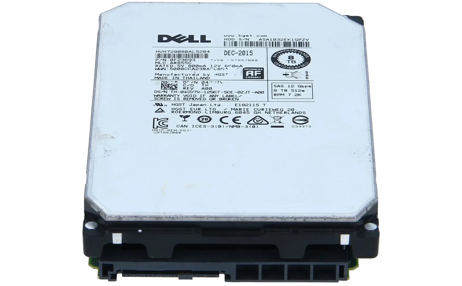 DELL ULTRASTAR 8TB 7.2K 12G 3.5INCH HDD (43V7V)