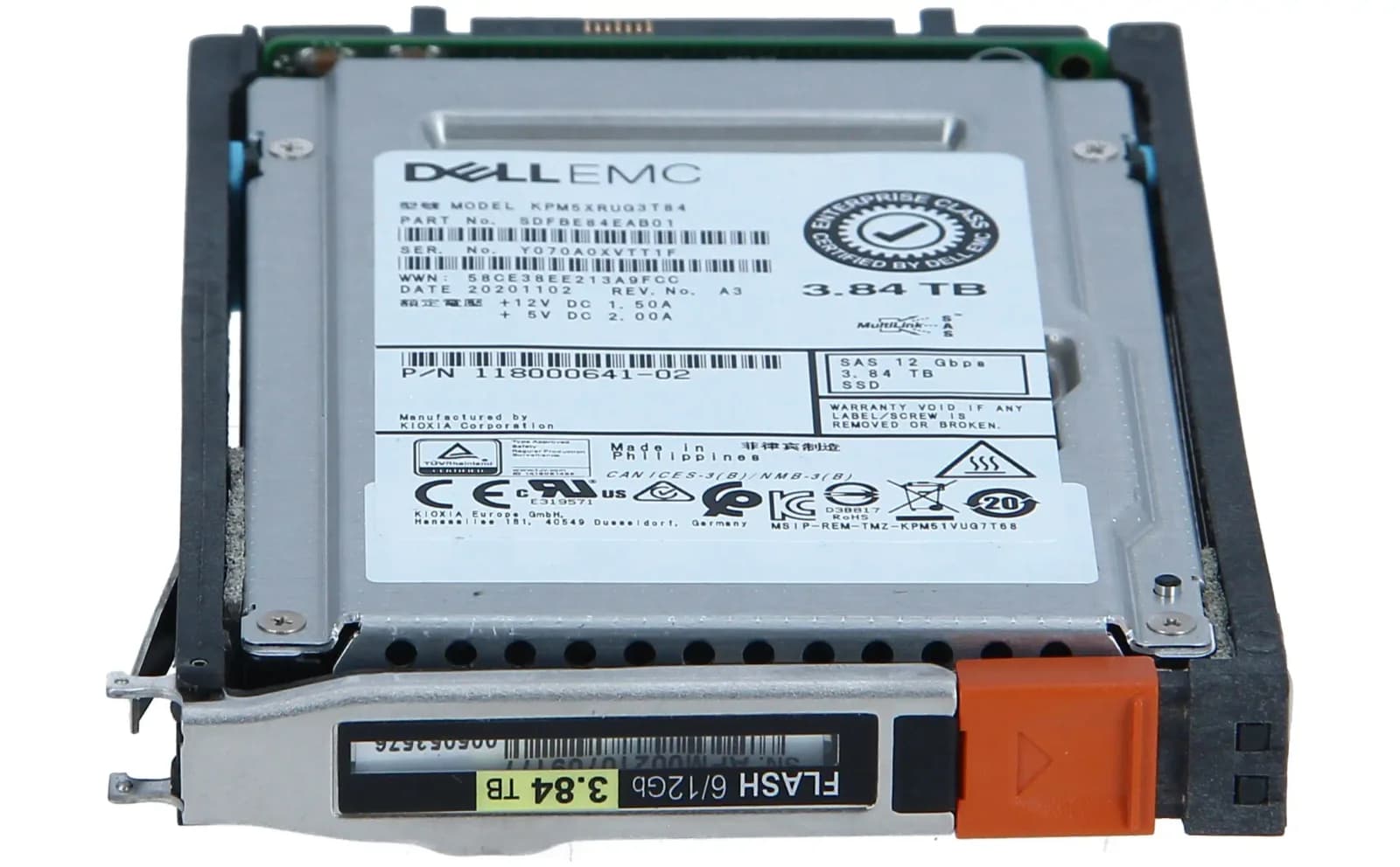 DELL 5053158, Dell EMC 3.84 TB SAS 12G SSD for Unity 380F/480F/680F/880F, 25 Slot Storage (5053158)