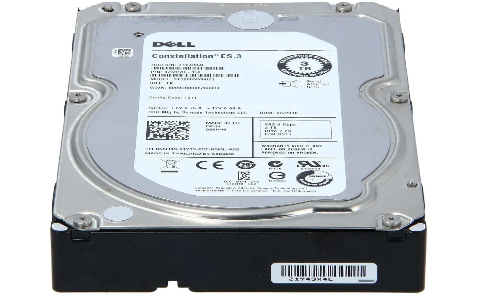 DELL 3TB 7.2K 6G 3.5INCH SAS HDD (55H49)
