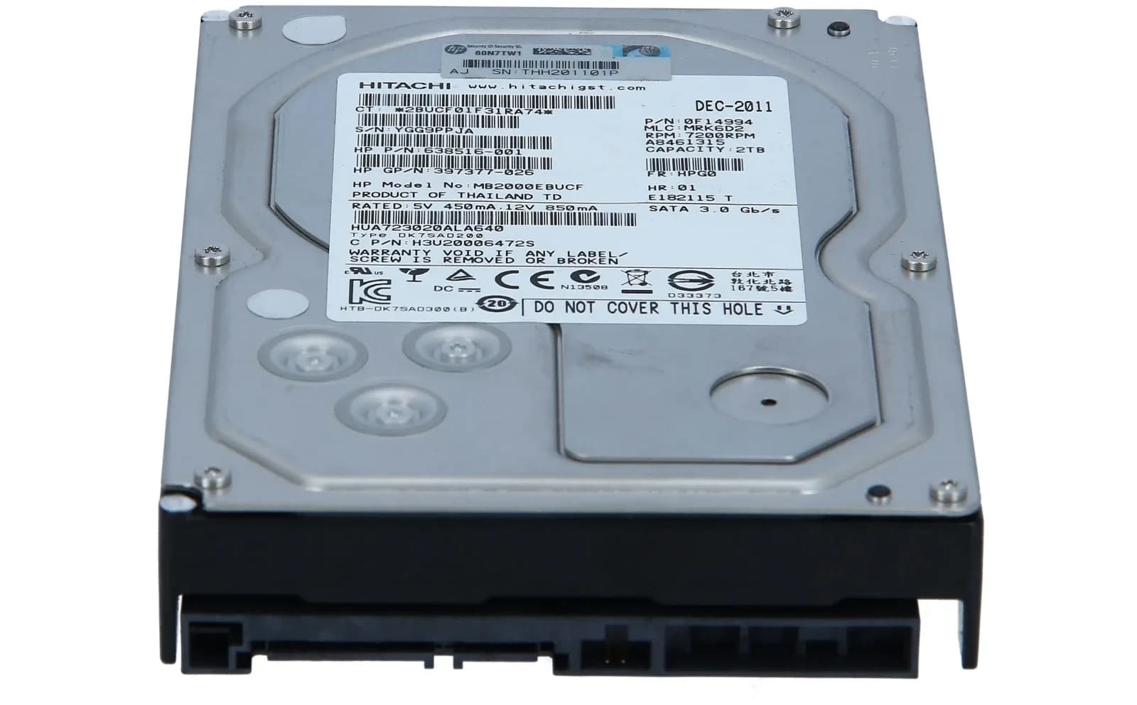 HP 638516-001 HP 2TB 7.2K 3G MDL LFF SATA HDD, Жёсткий диск, Serial ATA (638516-001)