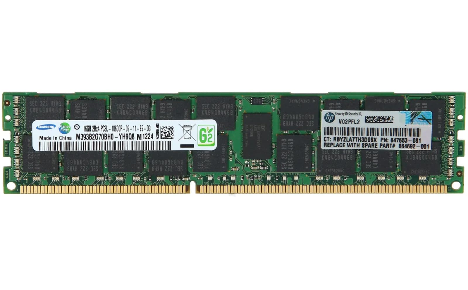 HPE 1x 16GB Dual Rank x4 PC3L-10600R (DDR3-1333) Registered CAS-9 Low Voltage Memory Kit (647901-B21)