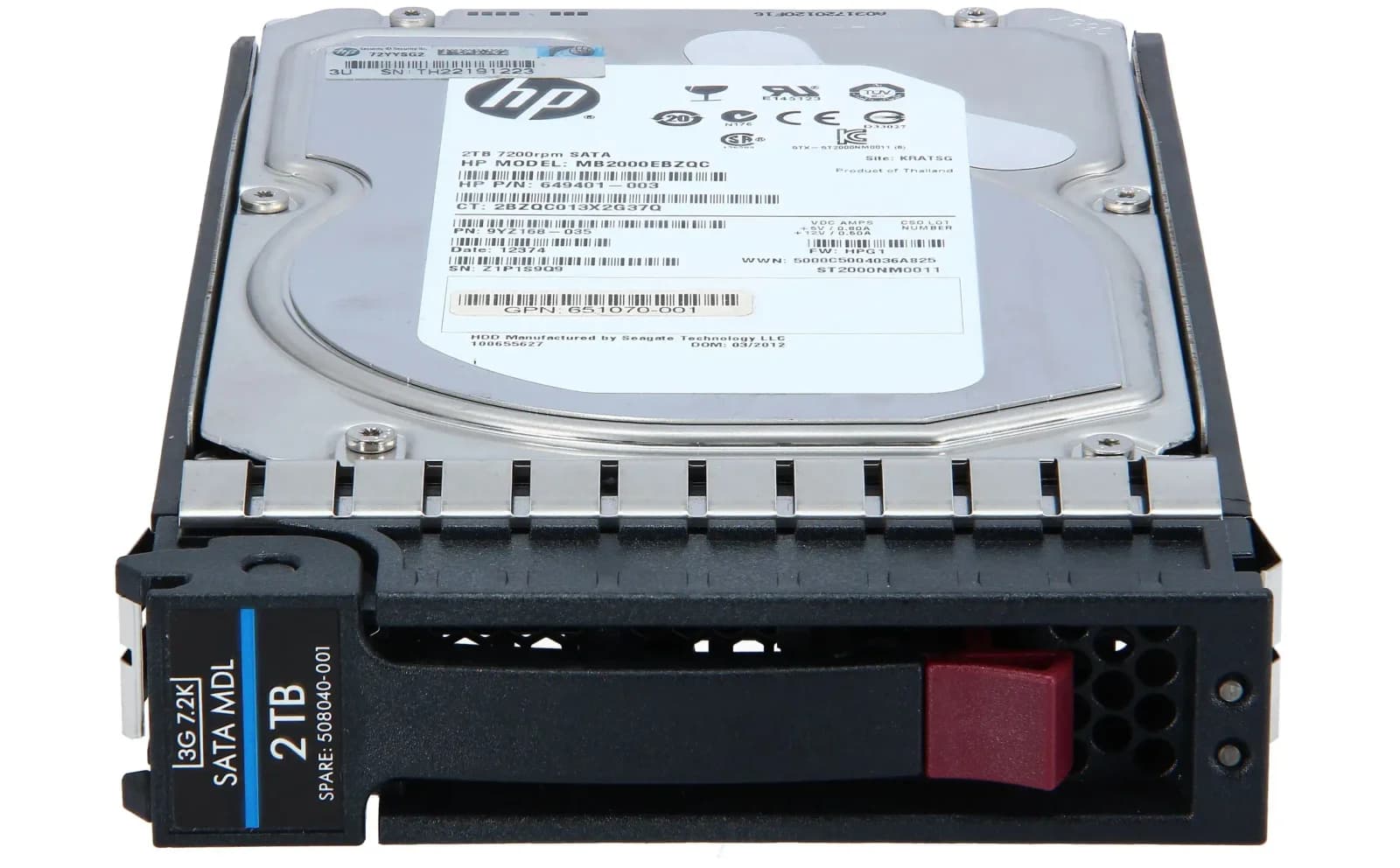 HPE 2TB 3G SATA 7.2K RPM, Жёсткий диск, Serial ATA (649401-003)