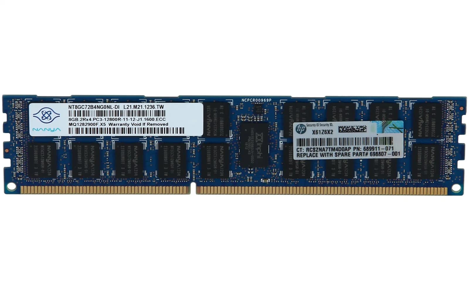HPE HP 8 GB (1x 8 GB) Dual Rank x4 PC3-12800R (DDR3-1600) CAS-11 Registered DIMM (RDIMM) (690802-B21)