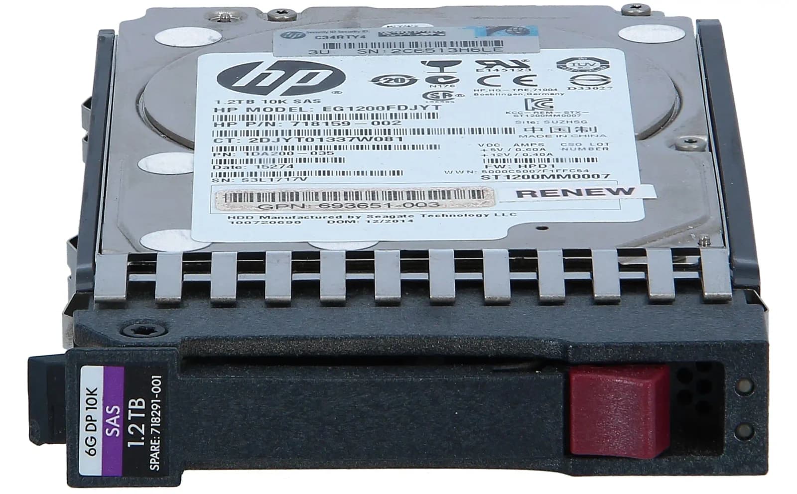 HPE Hard drive, 1.2 TB, 2.5", SAS 6Gb/s, 10000 rpm (718291-001)