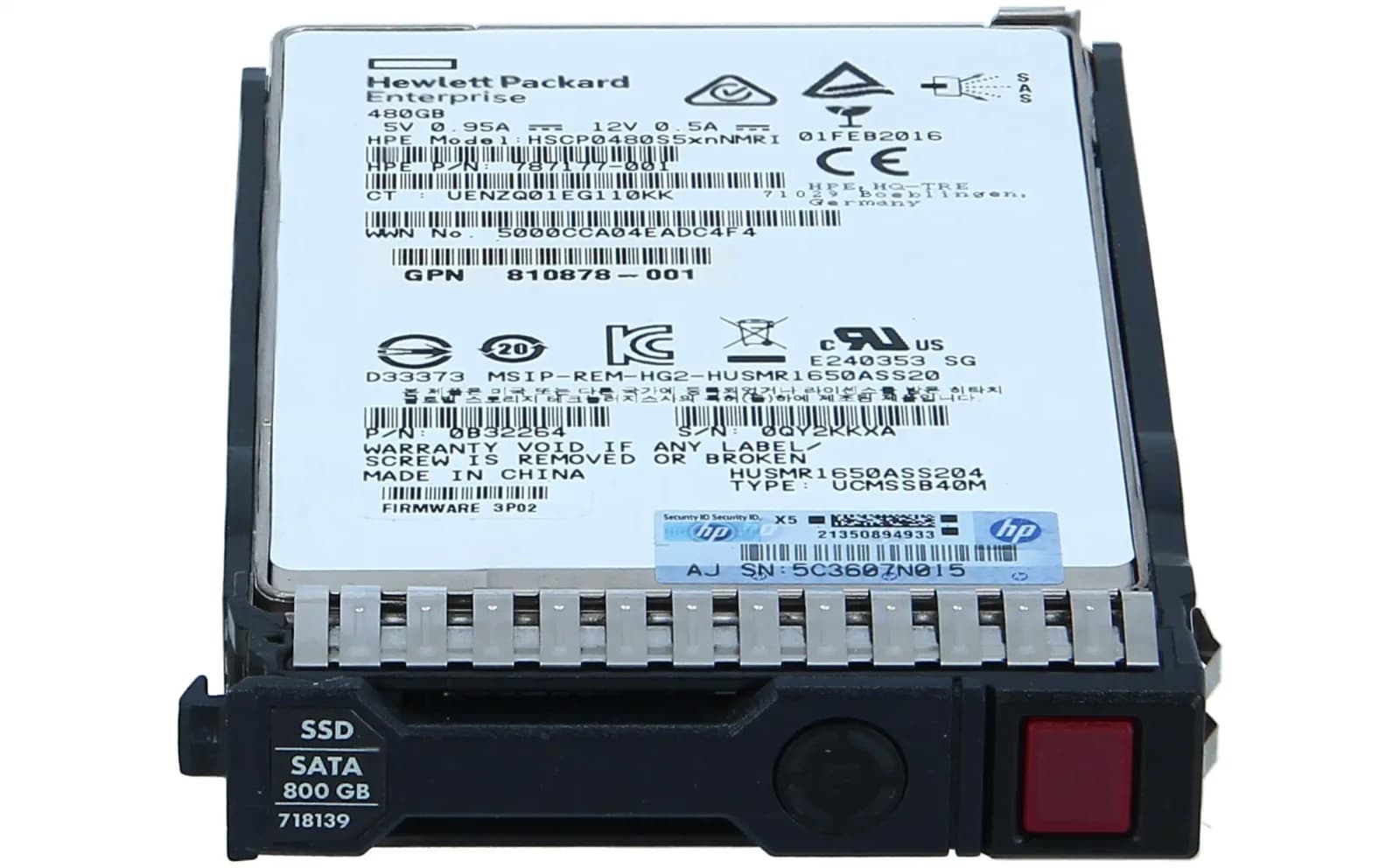 HPE 3PAR 8000 480GB 6G 2.5INCH MLC SAS SSD, Solid State Disk, Serial Attached SCSI (SAS) (787177-001)
