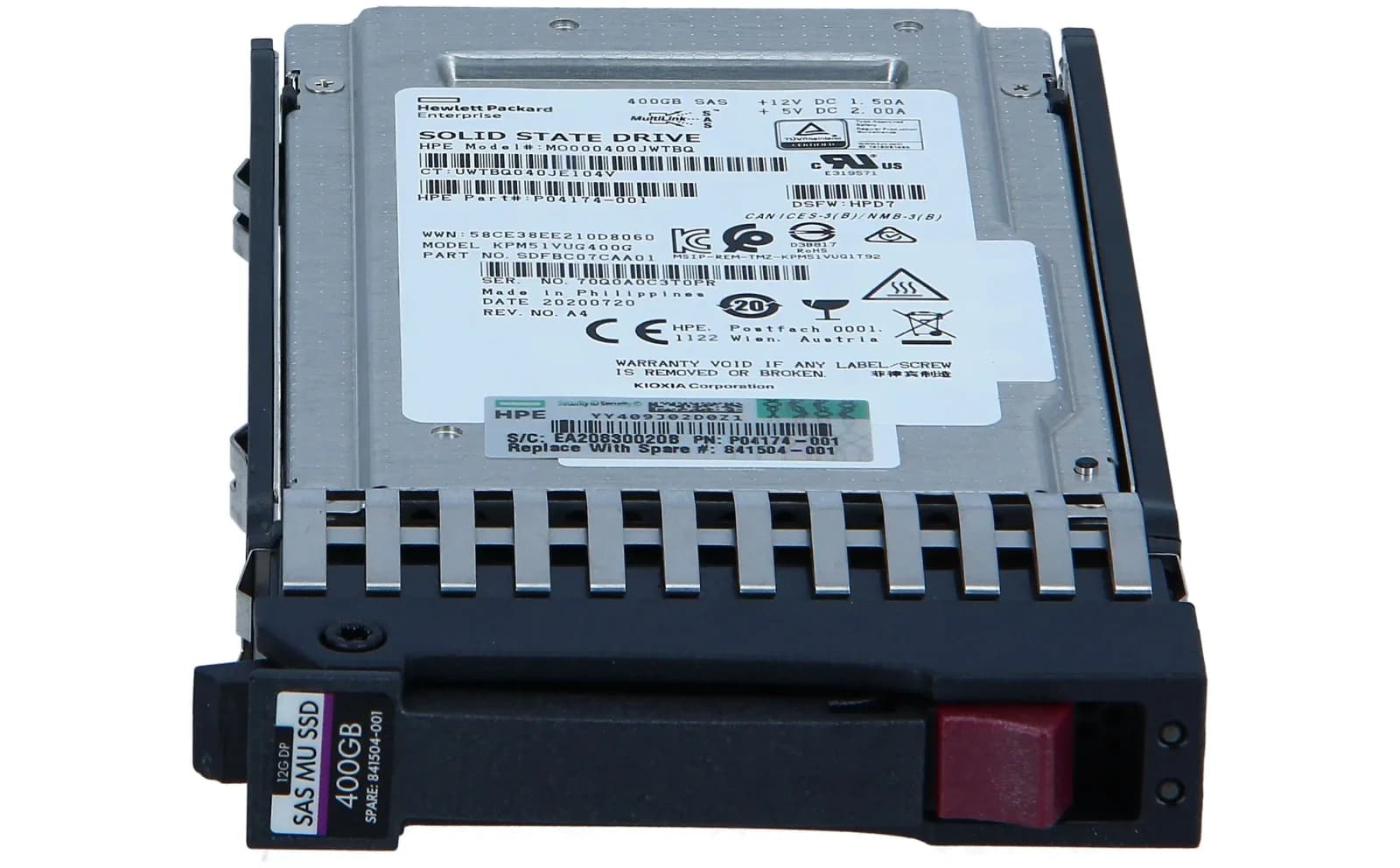 HPE Mixed Use, 400 GB SSD, Hot-Swap, 2.5" SFF (6.4 cm SFF) (841504-001)