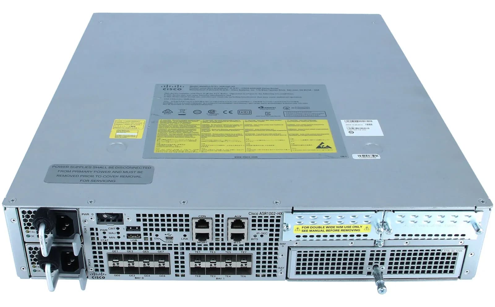 Cisco Router, 10 GigE, front to back airflow, rack-mountable (ASR1002-HX)