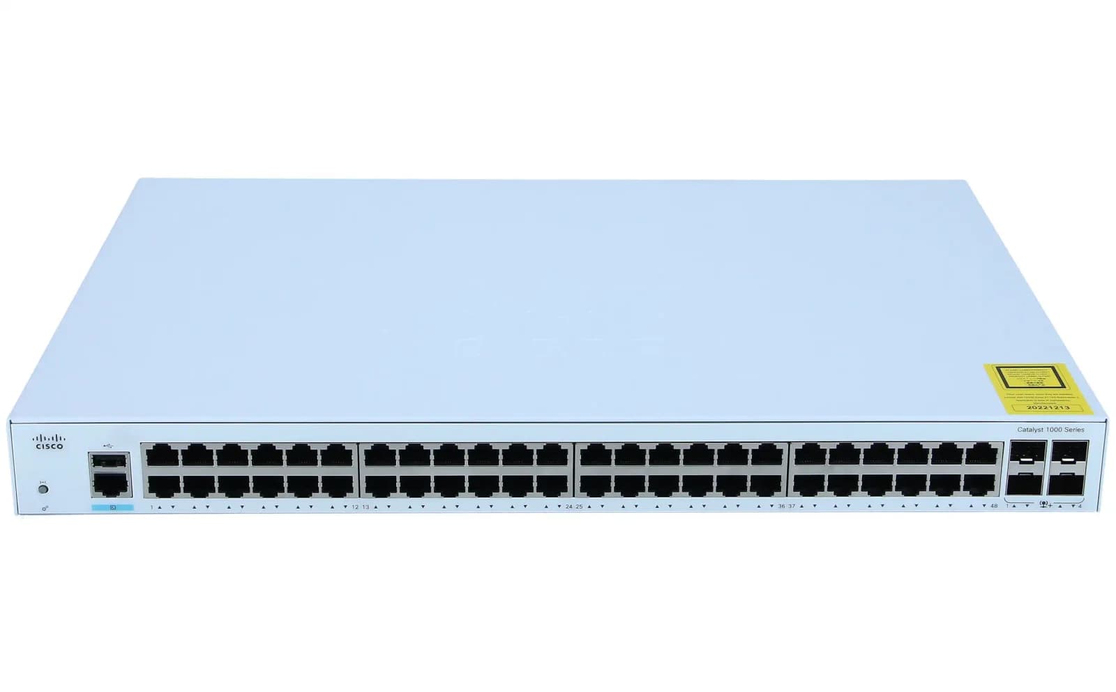 Cisco Switch, Managed, 48 x 10/100/1000 + 4 x 10 Gigabit SFP+ (uplink), rack-mountable (C1000-48T-4X-L)