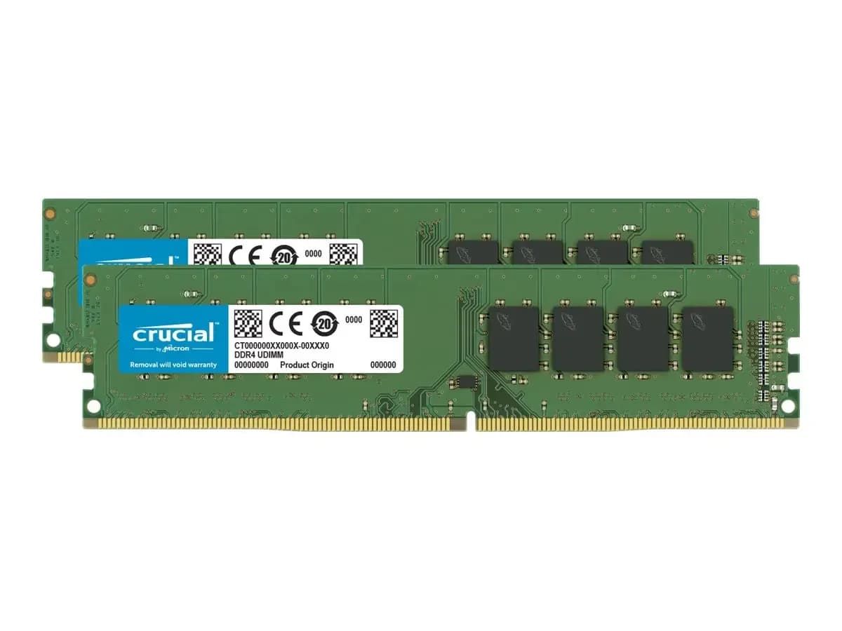 Crucial DDR4, kit, 64 GB: 2 x 32 GB, DIMM 288-pin, 3200 MHz / PC4-25600, CL22, 1.2 V, unbuffered, non-ECC