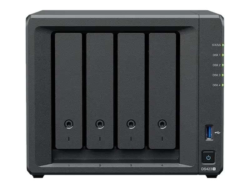Synology Disk Station DS423, NAS server, 4 bays, SATA 6Gb/s, RAID 0 1 5 6 10, JBOD, RAM 2 GB, Gigabit Ethernet, iSCSI support (DS423)