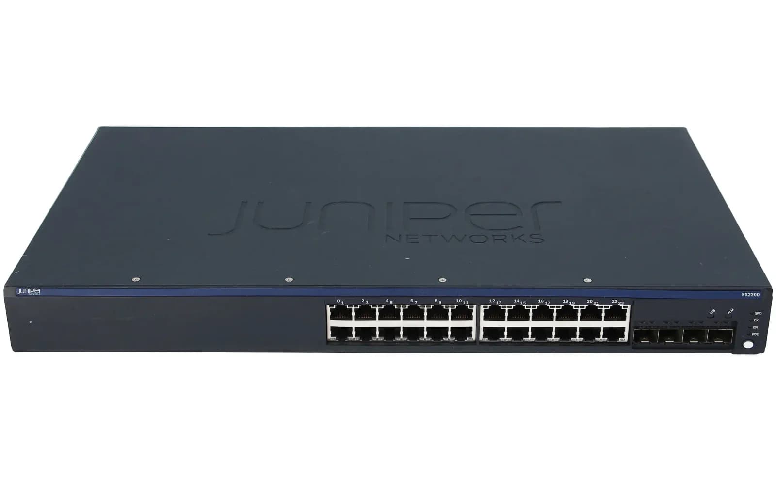 Juniper EX 2200, 24-port 10/100/1000BaseT with 4 SFP uplink ports (optics not included) (EX2200-24T-4G)