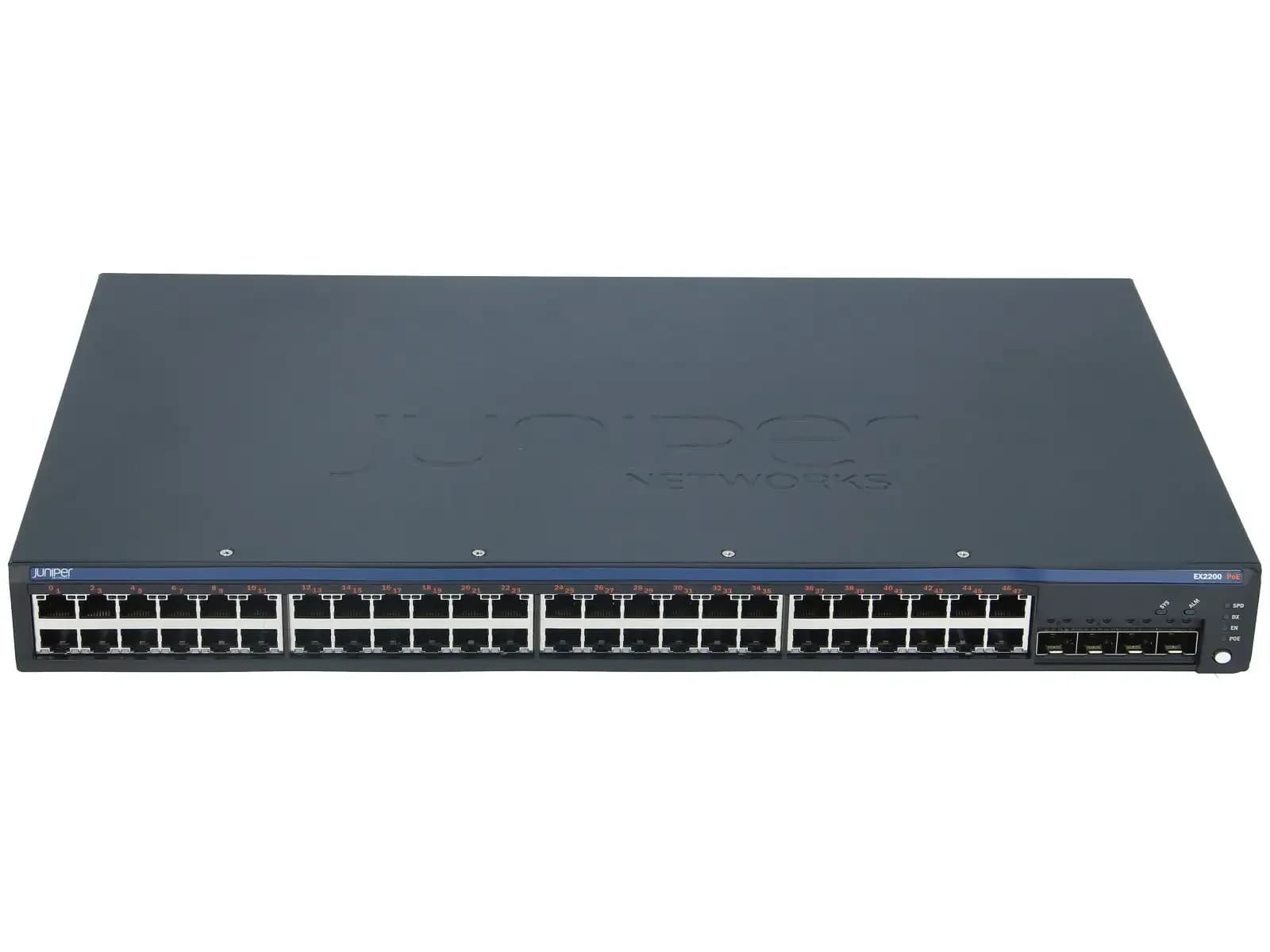 Juniper EX 2200, 48-port 10/100/1000BaseT (48-ports PoE+) with 4 SFP uplink ports (optics not included) (EX2200-48P-4G)