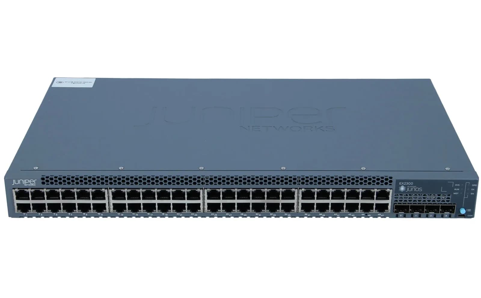 Juniper 10/100/1000BaseT Ethernet Switch with 4 SFP/SFP+ uplink ports (EX2300-48T)