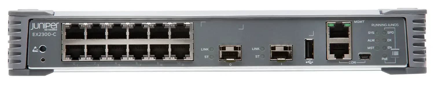 Juniper EX Series EX2300-C-12T, Switch, L3, Managed, 12 x 10/100/1000 + 2 x Gigabit SFP / 10 Gigabit SFP+, rack-mountable (EX2300-C-12T)