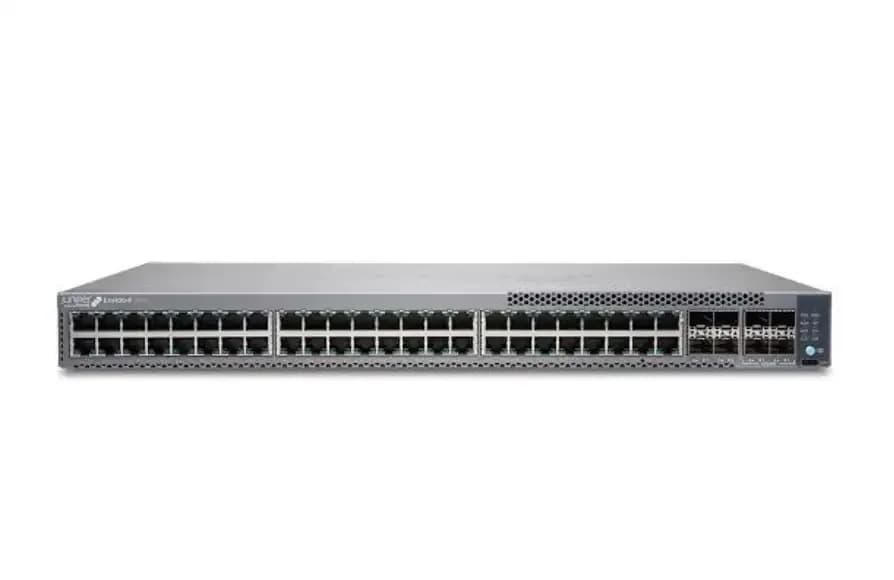 Juniper 48-port 10/100/1000BASE-T PoE+ switch, 4x1GbE/10GbE SFP/SFP+ uplinks, 4x10GbE stacking/uplink ports (EX4100-F-48P)
