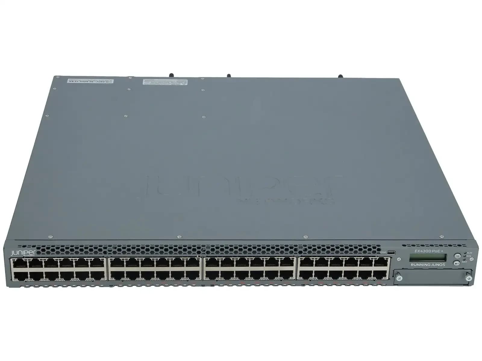 Juniper EX4300, 48-port 10/100/1000BaseT PoE-plus (includes 1 PSU JPSU-1100-AC-AFO) (EX4300-48P)