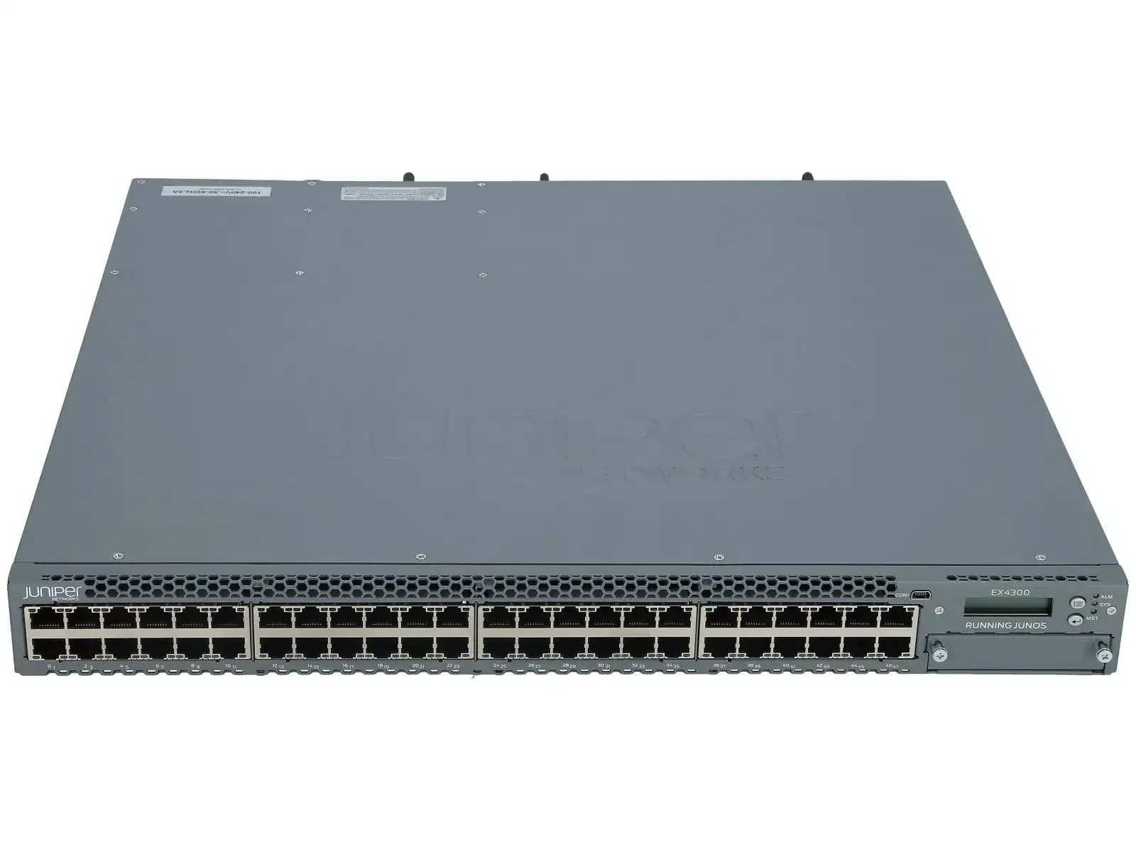 Juniper EX4300,48-port 10/100/1000BaseT AC-AFO;40GE QSFP+order sep.f.V-Chassi connect.;optics sold sep PPC (EX4300-48T)